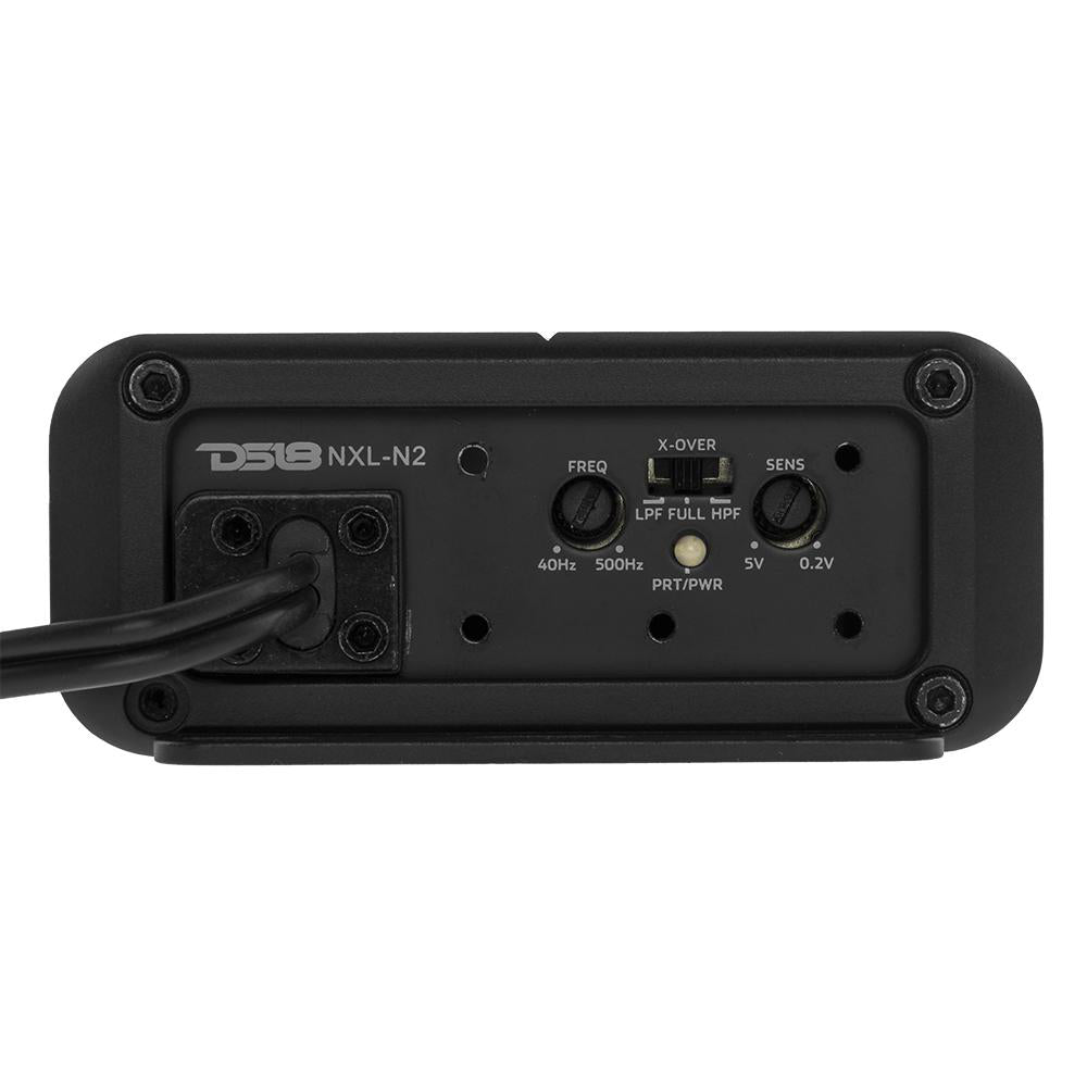 DS18 HYDRO Full Range Digital Marine 2-Channel Amplifier - 600W [NXL-N2] showing rear panel with controls and connections.