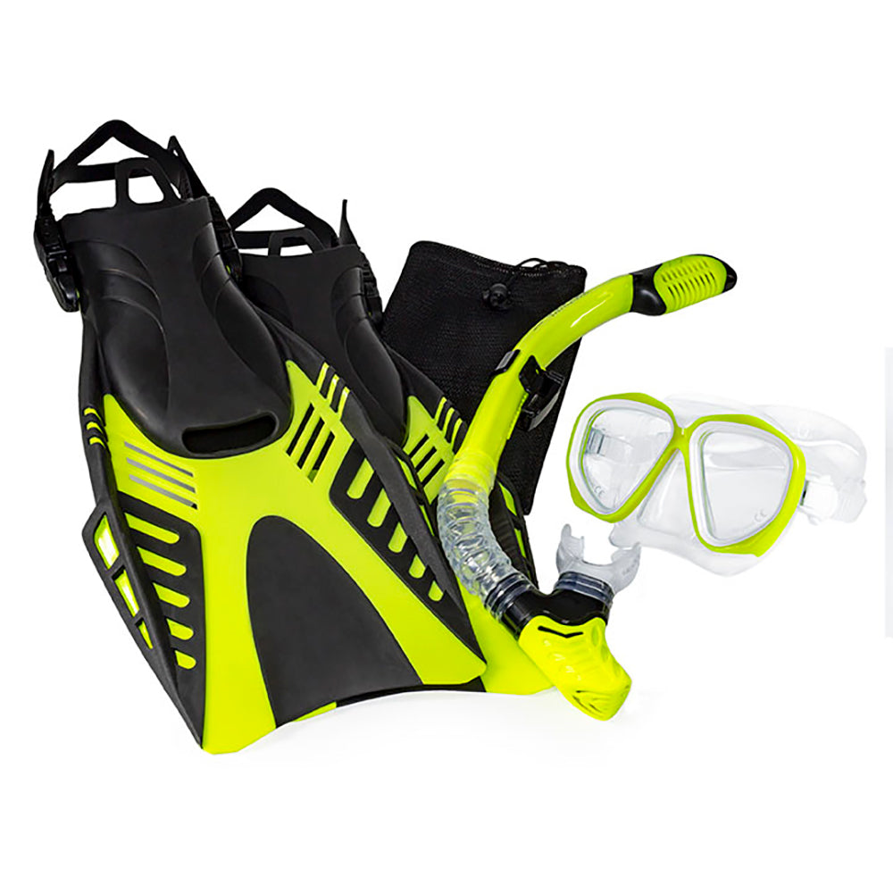 Aqua Leisure Dyna Adult 5-Piece Dive Set - Adult Size M/L Mens 4.5-8.5/Ladies 5.5-9.5 [DPX18230S3M] - Premium Accessories Besafe1st Shop now 