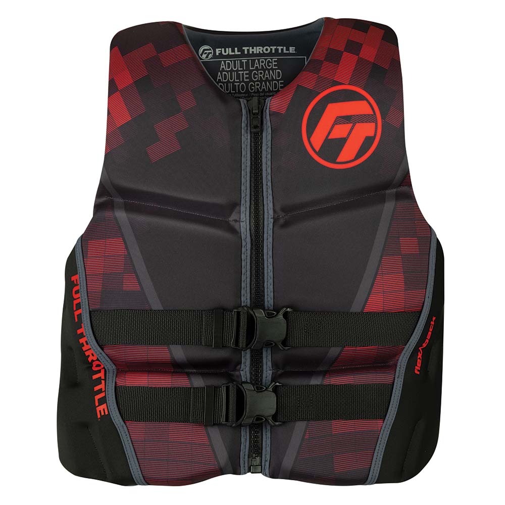 Full Throttle Mens Rapid-Dry Flex-Back Life Jacket - XL - Black/Red [142500-100-050-22] Full Throttle