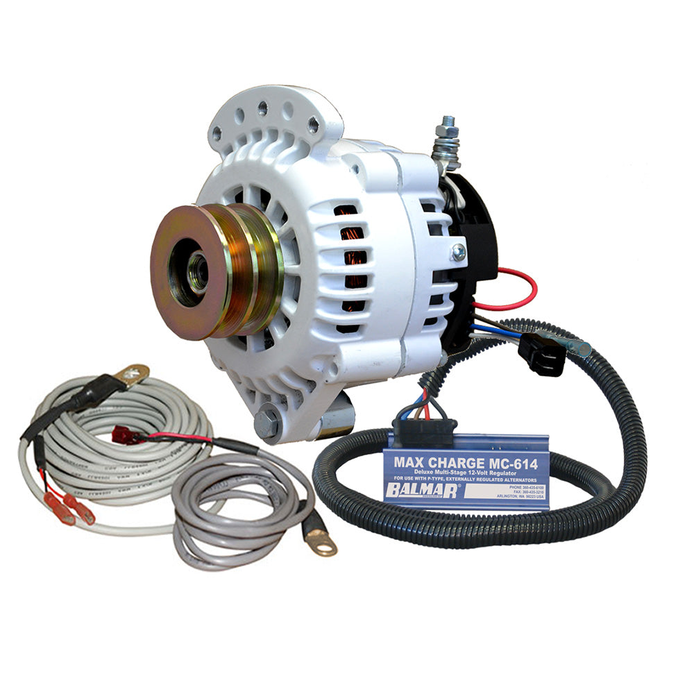 Balmar Alternator 120 AMP 12V 1-2" Single Foot Spindle Mount Dual Vee Pulley Regulator Temp Sensor [621-VUP-MC-120-DV] - Besafe1st