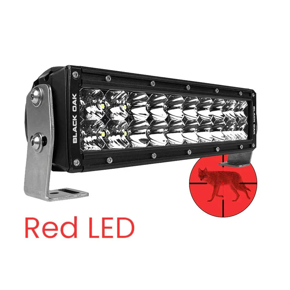 Black Oak 10" Red LED Predator Hunting Light Bar - Combo Optics - Black Housing - Pro Series 3.0 [10R-D3OS] Black Oak LED