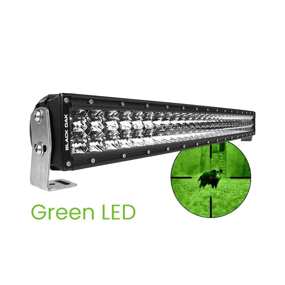 Black Oak 30" Curved Double Row Green LED Hog Hunting Light Bar - Combo Optics - Black Housing - Pro Series 3.0 [30CG-D3OS] Black Oak LED