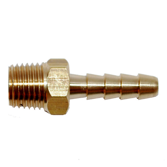 Attwood Universal Brass Fuel Hose Fitting - 1/4" NPT x 3/8" Barb [14540-6] - Besafe1st
