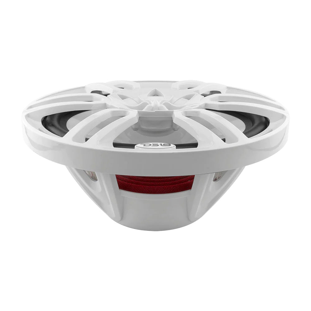 DS18 HYDRO 6 x 9" 2-Way Marine Speakers in white with integrated RGB LED lights and a sleek design. 375W power output.