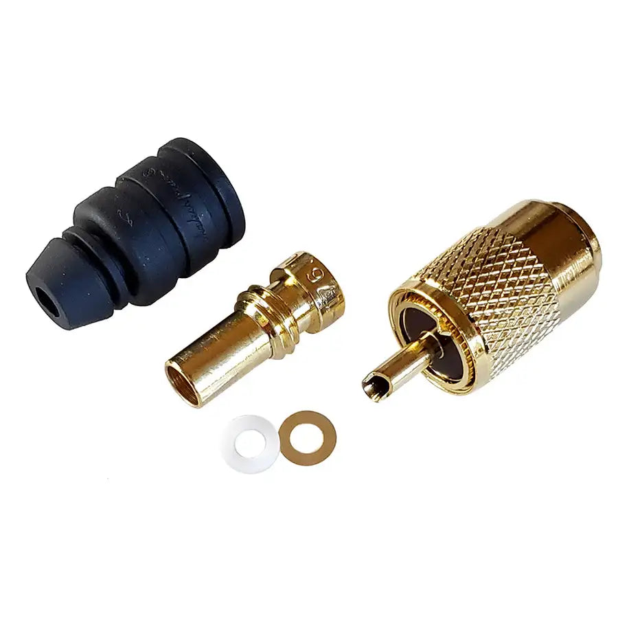 Shakespeare PL-259-58-G Gold Solder-Type Connector w/UG175 Adapter & DooDad Cable Strain Relief f/RG-58x [PL-259-58-G] - Premium Accessories  Shop now at Besafe1st®