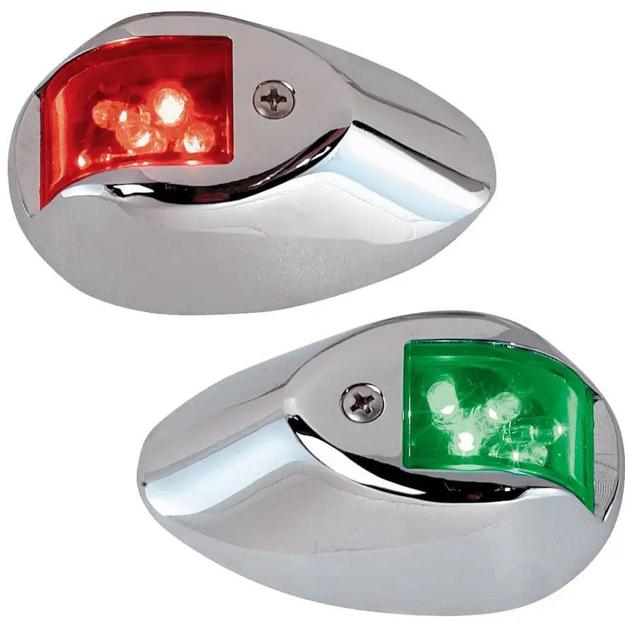 Perko LED Sidelights - Red/Green - 12V - Chrome Plated Housing [0602DP1CHR] - Besafe1st® 