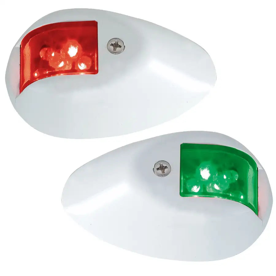 Perko LED Side Lights - Red/Green - 12V - White Epoxy Coated Housing [0602DP1WHT] - Besafe1st®  