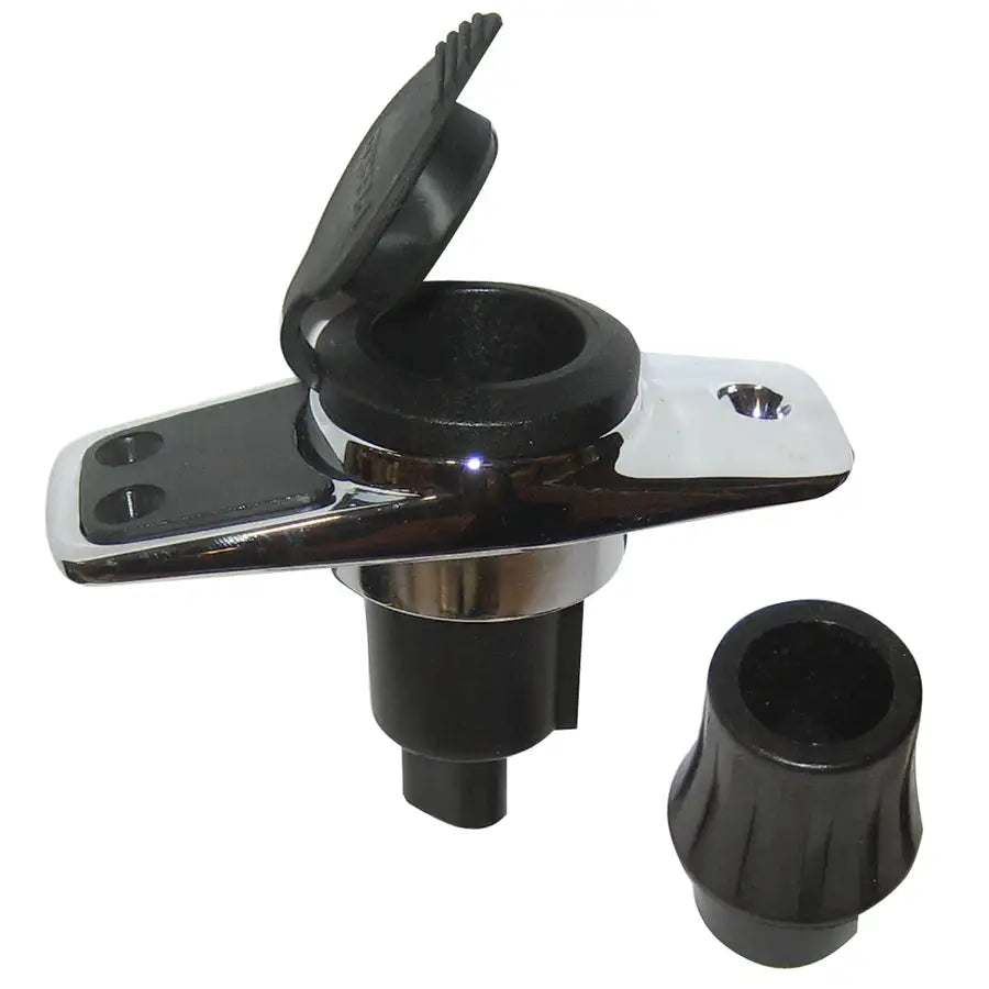 Perko Locking Collar Pole Light Mounting Base - 2 Pin - Chrome Plated w/Black Cover [1060PB0DP] - Besafe1st® 