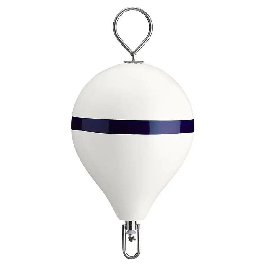 Polyform 17" CM Mooring Buoy w/SS Iron - White Blue Stripe [CM-3-SS WHT W/STR/SS] - Besafe1st