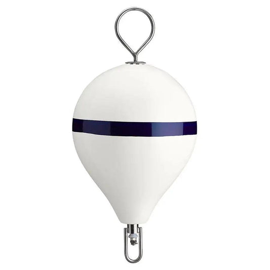 Polyform 17" CM Mooring Buoy w/SS Iron - White Blue Stripe [CM-3-SS WHT W/STR/SS] - Besafe1st