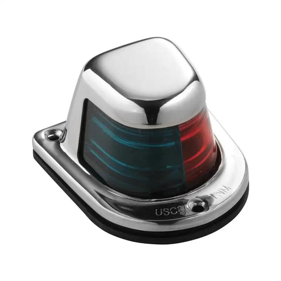 Attwood 1-Mile Deck Mount, Bi-Color Red/Green Combo Sidelight - 12V - Stainless Steel Housing [66318-7] - Besafe1st® 