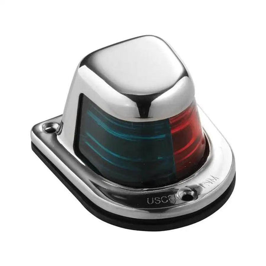 Attwood 1-Mile Deck Mount, Bi-Color Red/Green Combo Sidelight - 12V - Stainless Steel Housing [66318-7] - Besafe1st