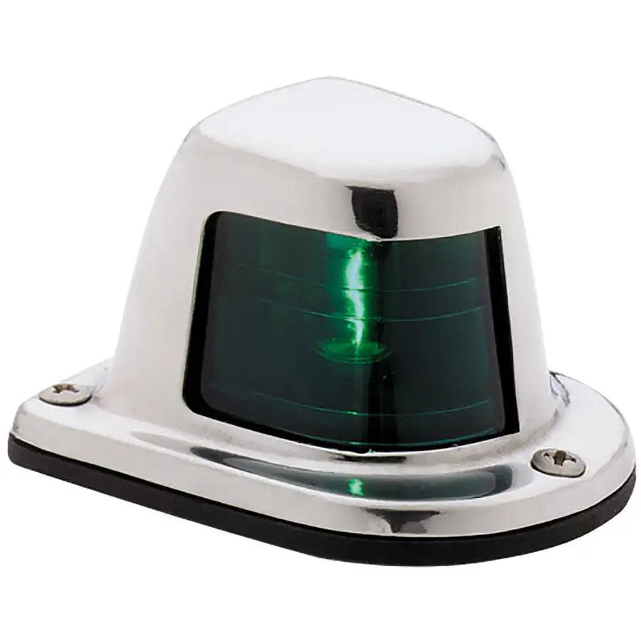 Attwood 1-Mile Deck Mount, Green Sidelight - 12V - Stainless Steel Housing [66319G7] - Besafe1st® 