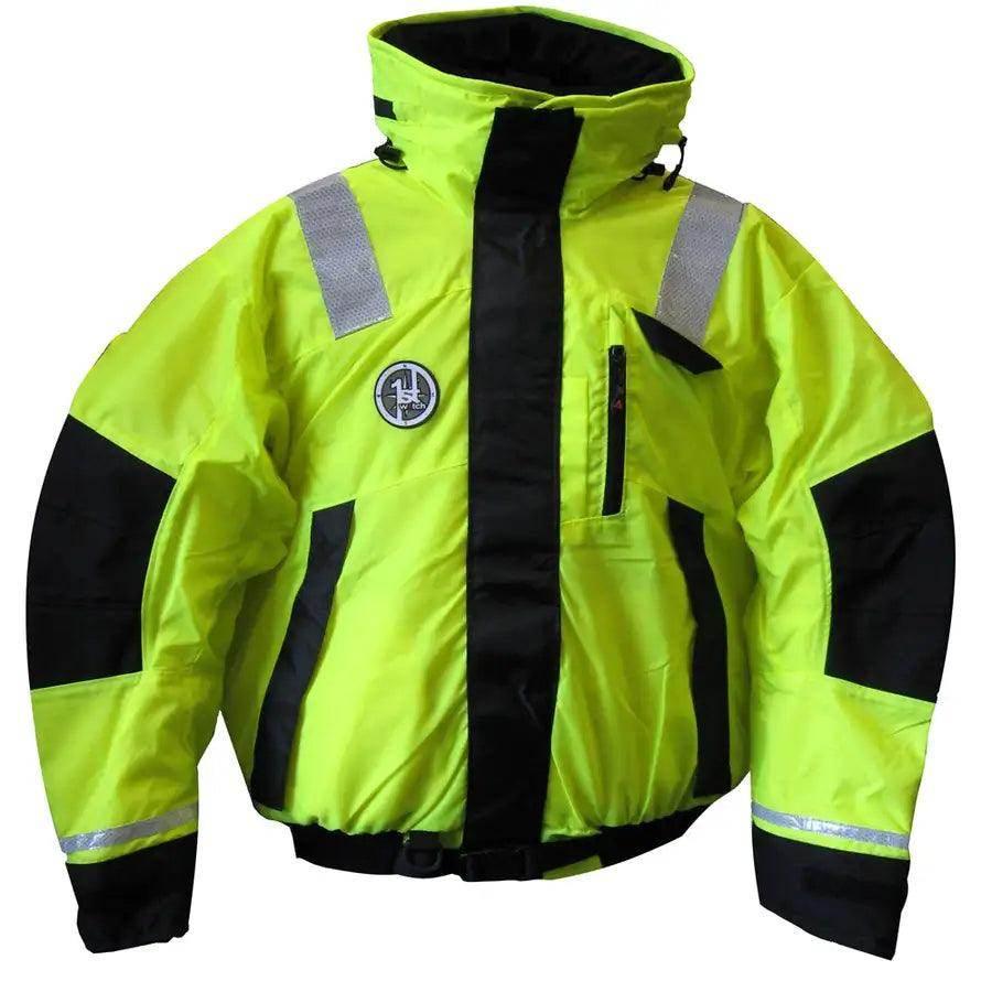 First Watch AB-1100 Flotation Bomber Jacket - Hi-Vis Yellow/Black - Small [AB-1100-HV-S] - Besafe1st