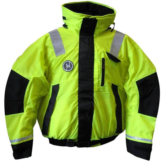 First Watch AB-1100 Flotation Bomber Jacket - Hi-Vis Yellow/Black - Medium [AB-1100-HV-M] - Besafe1st