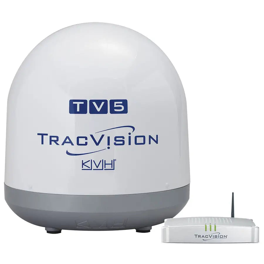 KVH TracVision TV5 w/IP-Enabled TV-Hub  Linear Universal Quad-Output LNB w/Autoskew  GPS [01-0364-34] - Besafe1st® 