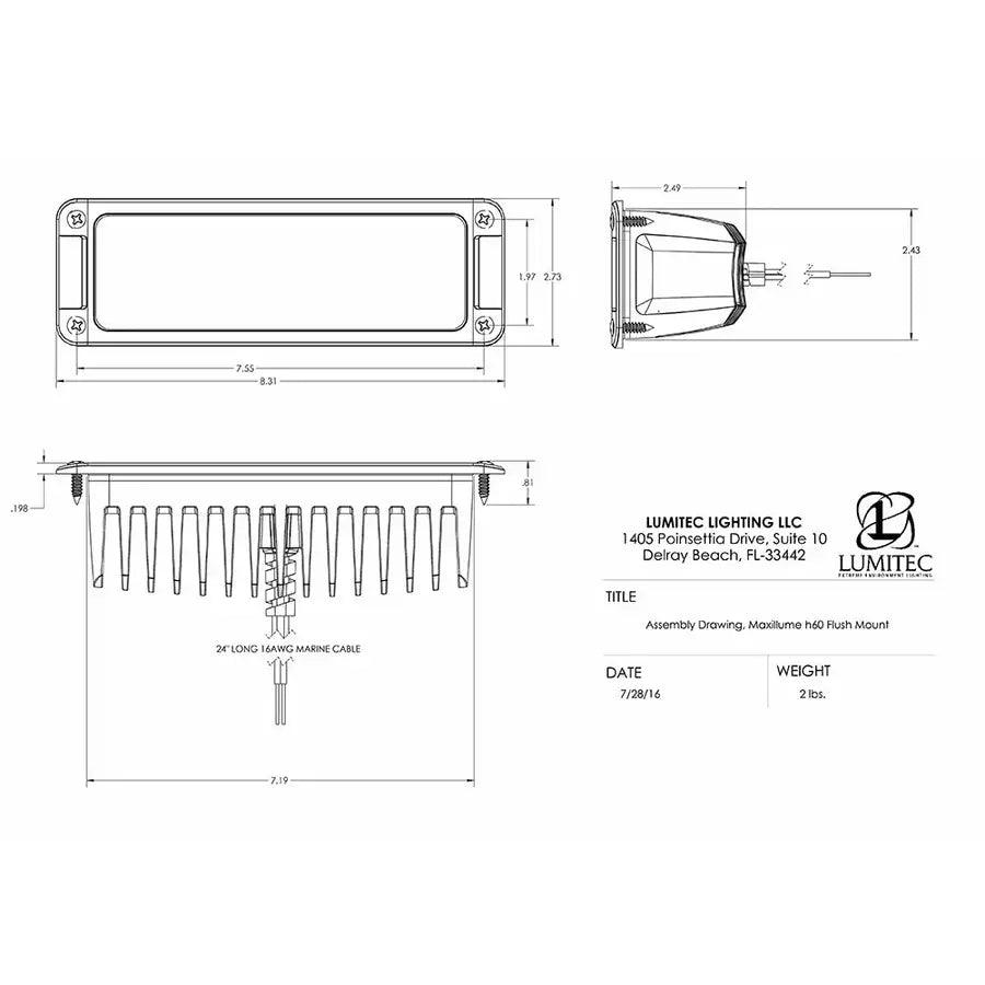 Lumitec Maxillumeh60 - Flush Mount Flood Light - White Housing - White Dimming [101336] - Besafe1st® 