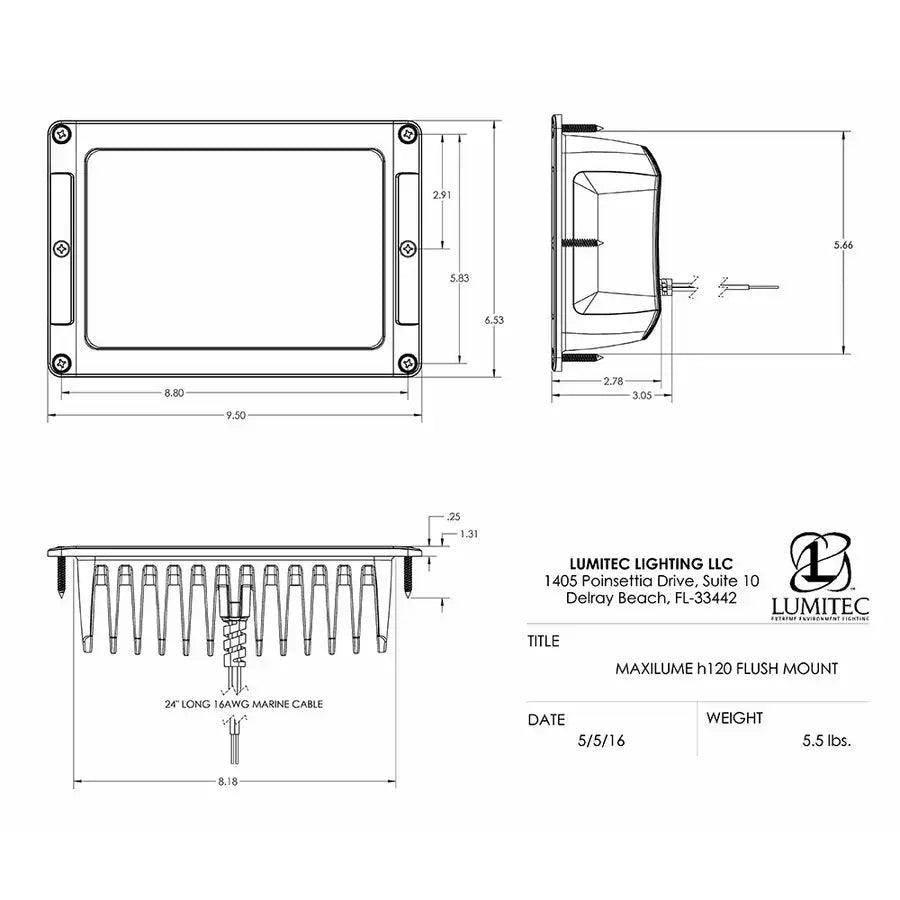 Lumitec Maxillume h120 - Flush Mount Flood Light - White Housing - White Dimming [101348] - Besafe1st