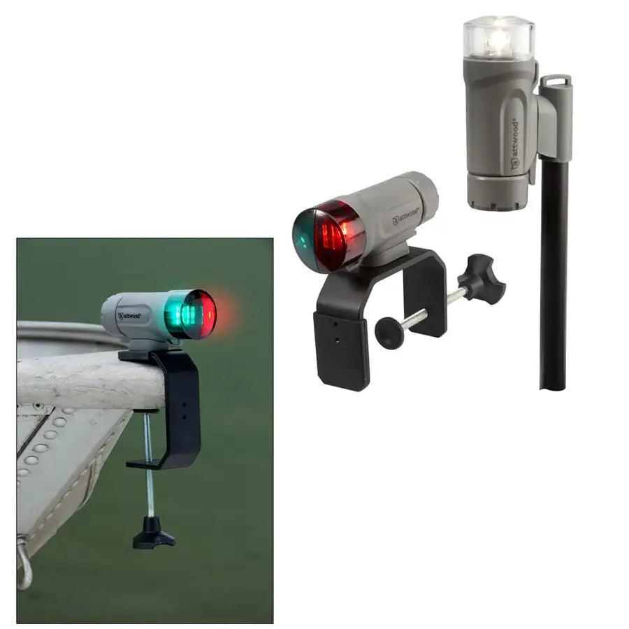 Attwood PaddleSport Portable Navigation Light Kit - C-Clamp, Screw Down or Adhesive Pad - Gray [14194-7] - Besafe1st® 