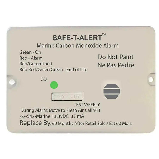 Safe-T-Alert 62 Series Carbon Monoxide Alarm - 12V - 62-542-Marine - Flush Mount - White [62-542-MARINE] - Besafe1st