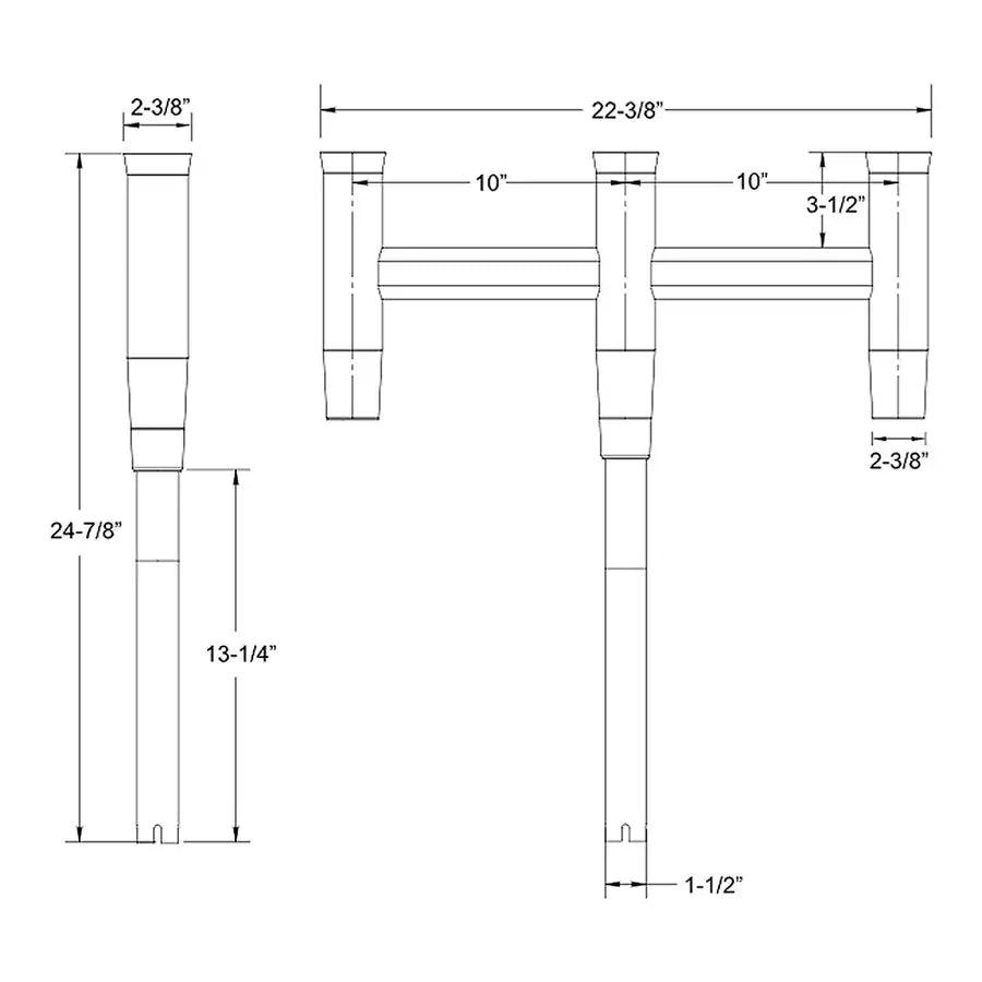 TACO Deluxe Trident Rod Holder Cluster Straight [F31-0780BXY-1] - Besafe1st® 