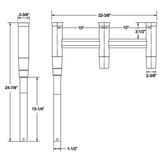TACO Deluxe Trident Rod Holder Cluster Offset [F31-0781BXY-1] TACO Marine