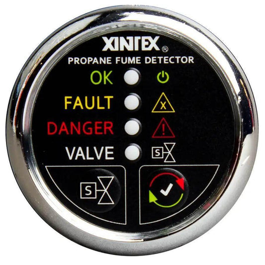 Fireboy-Xintex Propane Fume Detector w/Plastic Sensor  Solenoid Valve - Chrome Bezel Display [P-1CS-R] Fireboy-Xintex