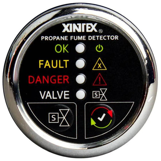 Fireboy-Xintex Propane Fume Detector w/Automatic Shut-Off  Plastic Sensor - No Solenoid Valve - Chrome Bezel Display [P-1CNV-R] Fireboy-Xintex