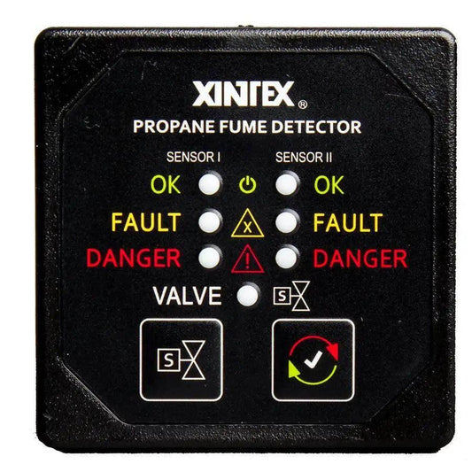 Fireboy-Xintex Propane Fume Detector w/2 Plastic Sensors - No Solenoid Valve - Square Black Bezel Display [P-2BNV-R] Fireboy-Xintex