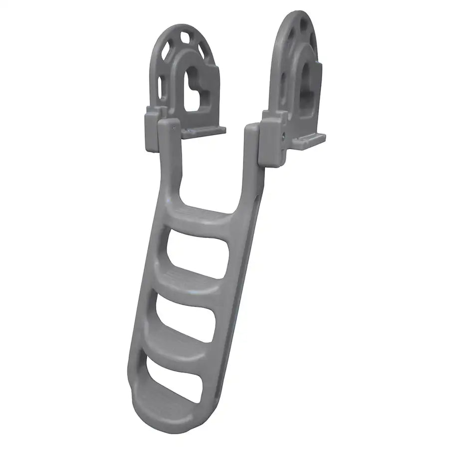 Dock Edge Stand-Off Flip-Up Polyethylene Roto Molded 4-Step Dock Ladder - Grey [2084-F] - Besafe1st® 