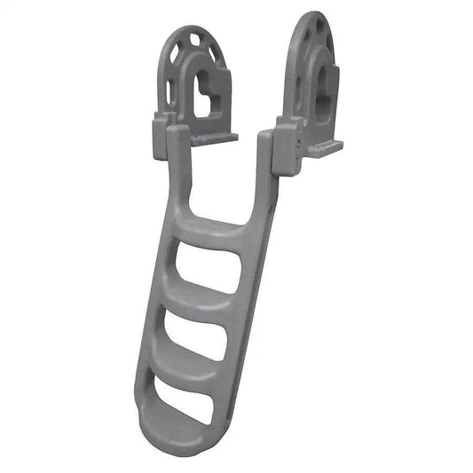 Dock Edge Stand-Off Flip-Up Polyethylene Roto Molded 4-Step Dock Ladder - Grey [2084-F] - Besafe1st