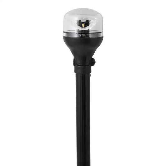 Attwood LightArmor All-Around Light - 12" Black Pole - Black Horizontal Composite Base w/Adapter [5558-P12A7] Attwood Marine
