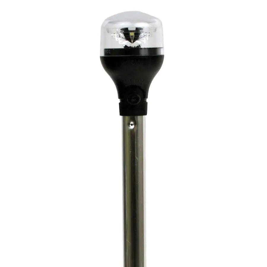 Attwood LightArmor All-Around Light - 12" Aluminum Pole - Black Vertical Composite Base w/Adapter [5557-PV12A7] - Premium Navigation Lights Besafe1st®  Shop now 