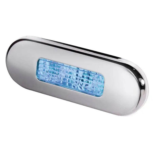 Hella Marine Surface Mount Oblong LED Courtesy Lamp - Blue LED - Stainless Steel Bezel [980869601] - Besafe1st