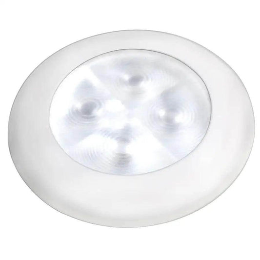 Hella Marine Slim Line LED 'Enhanced Brightness' Round Courtesy Lamp - White LED - White Plastic Bezel - 12V [980500541] Hella Marine