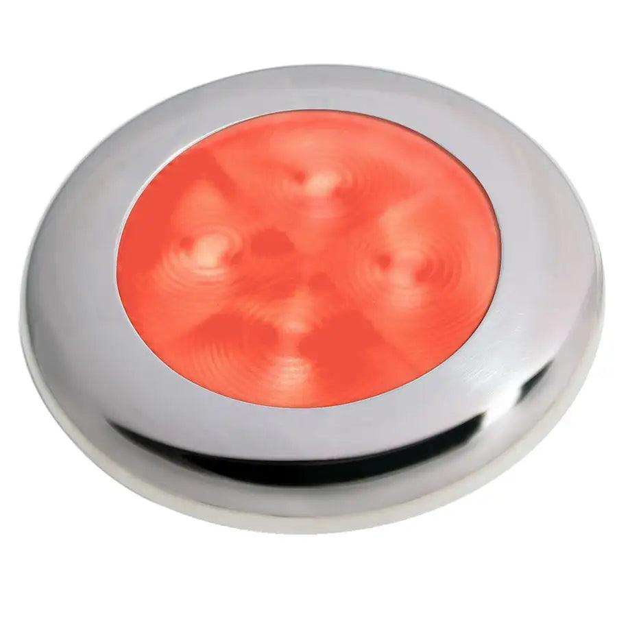 Hella Marine Slim Line LED 'Enhanced Brightness' Round Courtesy Lamp - Red LED - Stainless Steel Bezel - 12V [980507221] - Besafe1st® 