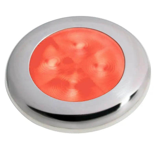 Hella Marine Slim Line LED 'Enhanced Brightness' Round Courtesy Lamp - Red LED - Stainless Steel Bezel - 12V [980507221] Hella Marine