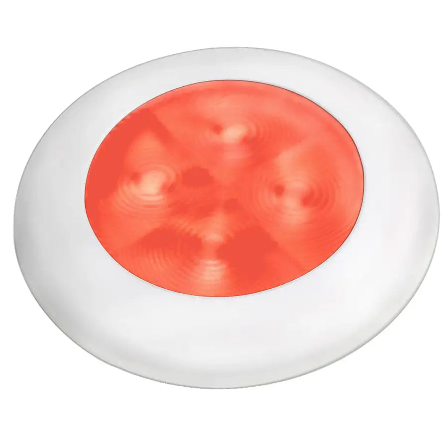 Hella Marine Slim Line LED 'Enhanced Brightness' Round Courtesy Lamp - Red LED - White Plastic Bezel - 12V [980507241] - Besafe1st® 
