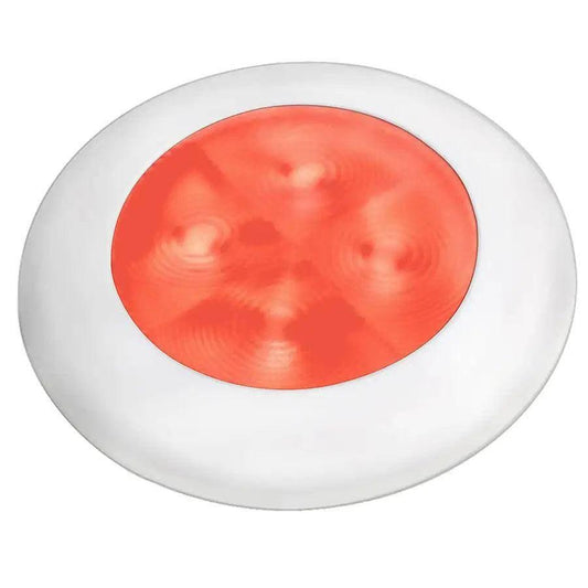 Hella Marine Slim Line LED 'Enhanced Brightness' Round Courtesy Lamp - Red LED - White Plastic Bezel - 12V [980507241] Hella Marine