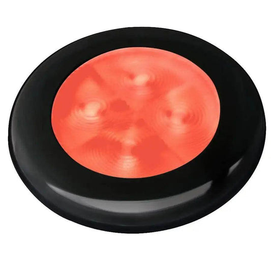 Hella Marine Slim Line LED 'Enhanced Brightness' Round Courtesy Lamp - Red LED - Black Plastic Bezel - 12V [980507251] Hella Marine