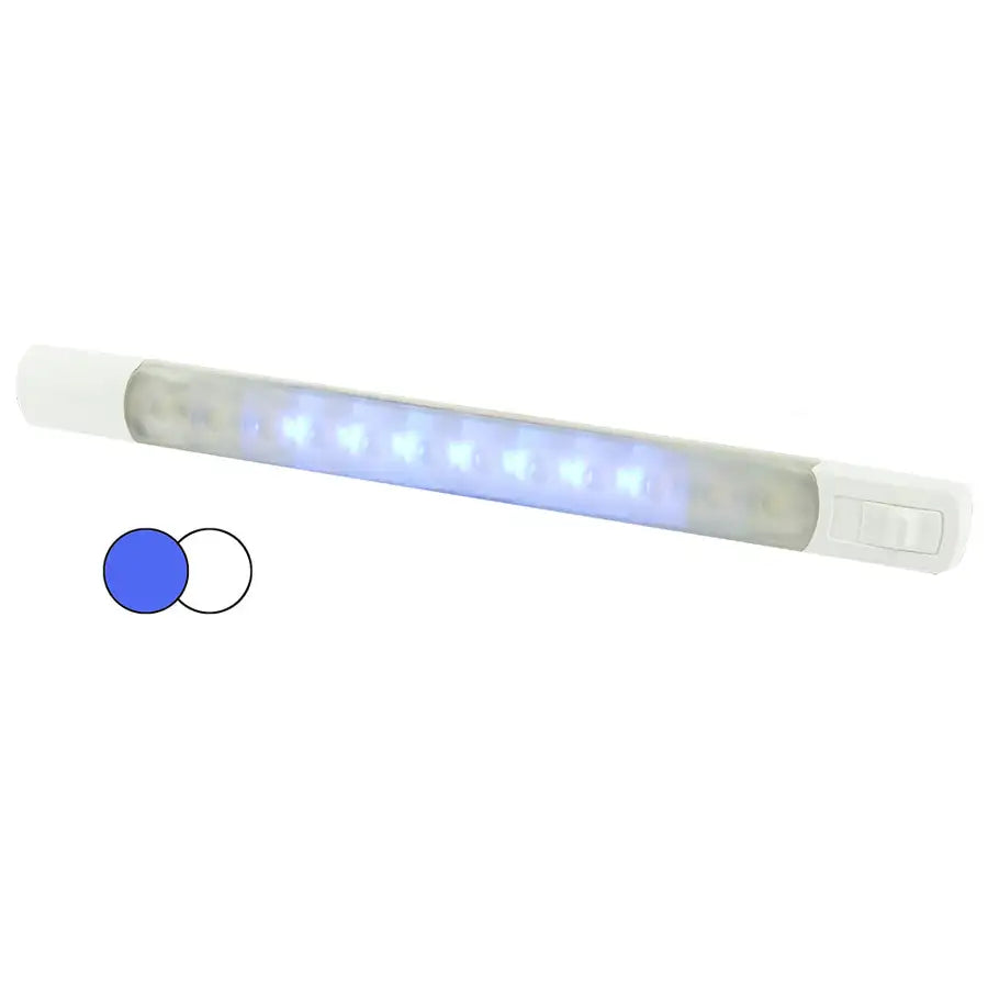 Hella Marine Surface Strip Light w/Switch - White/Blue LEDs - 12V [958121011] - Besafe1st® 
