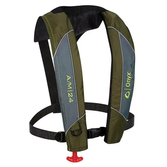 Onyx A/M-24 Automatic/Manual Inflatable PFD Life Jacket - Green [132000-400-004-18] - Besafe1st