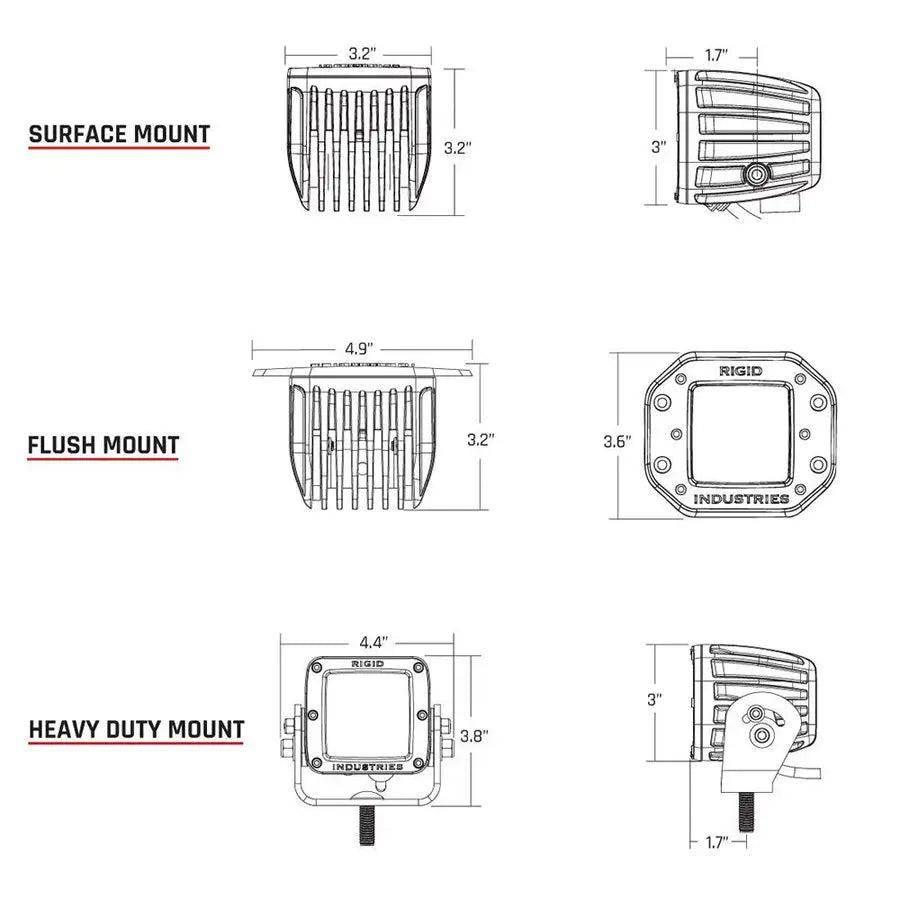 RIGID Industries D-Series PRO Flush Mount - Spot LED - Midnight Edition - Pair - Black [212213BLK] RIGID Industries