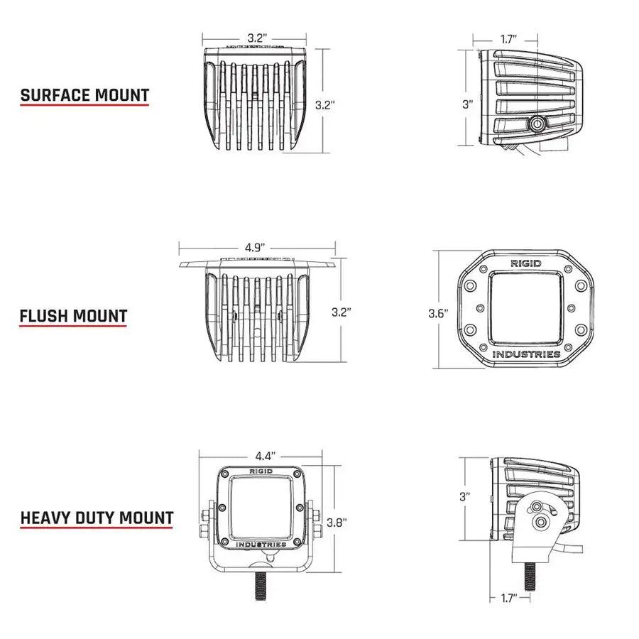 RIGID Industries D-Series PRO Flush Mount - Spot LED - Midnight Edition - Pair - Black [212213BLK] - Besafe1st® 