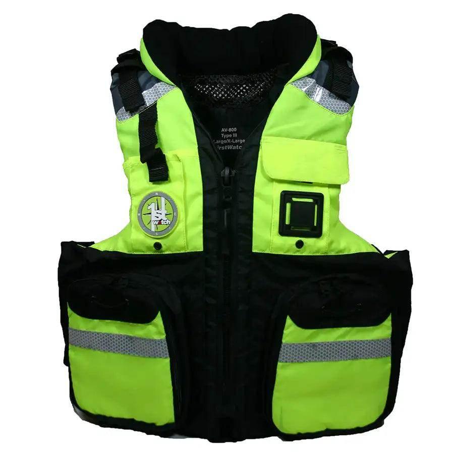First Watch AV-800 Four Pocket Flotation Vest - Hi-Vis Yellow - Large to XL [AV-800-HV-L/XL] - Besafe1st