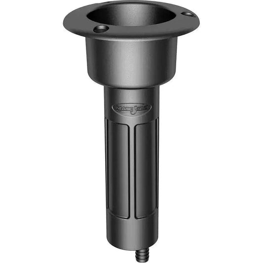 Mate Series Plastic 0 Rod  Cup Holder - Drain - Round Top - Black [P1000DB] Mate Series