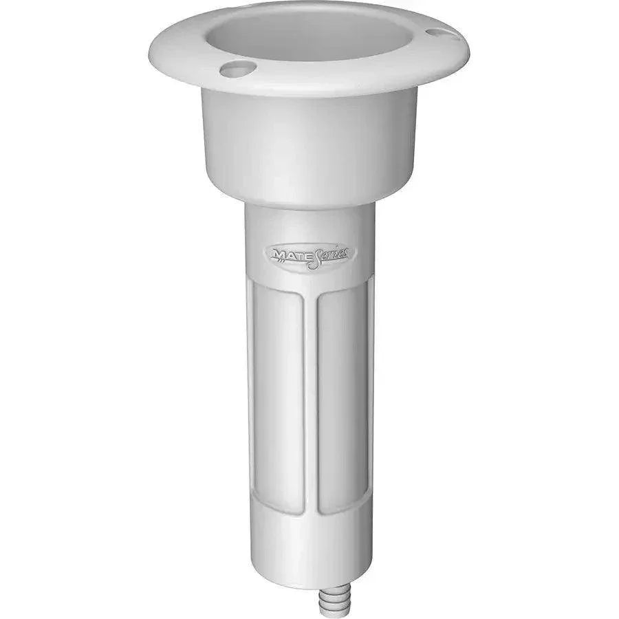 Mate Series Plastic 0 Rod  Cup Holder - Drain - Round Top - White [P1000DW] Mate Series