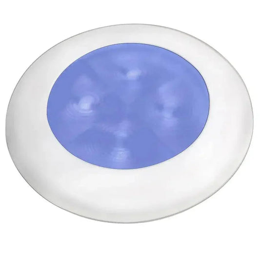 Hella Marine Blue LED Round Courtesy Lamp - White Bezel - 24V [980503241] - Besafe1st