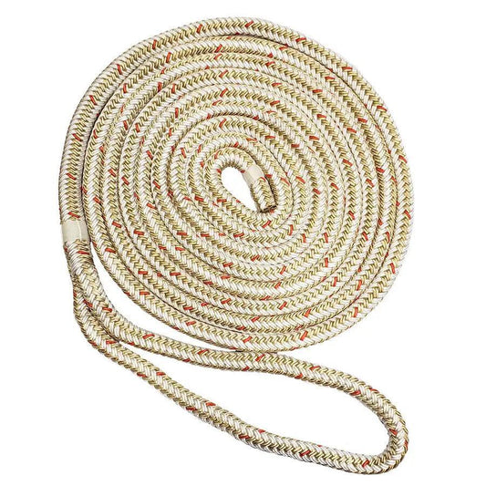 New England Ropes 5/8" Double Braid Dock Line - White/Gold w/Tracer - 25 [C5059-20-00025] - Besafe1st