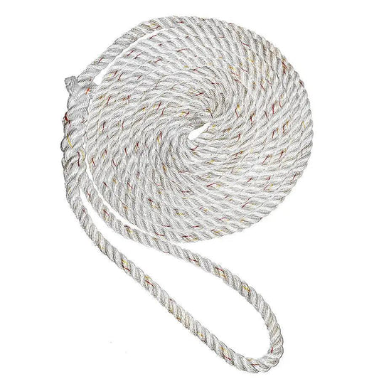 New England Ropes 1/2" Premium 3-Strand Dock Line - White w/Tracer - 15 [C6050-16-00015] New England Ropes
